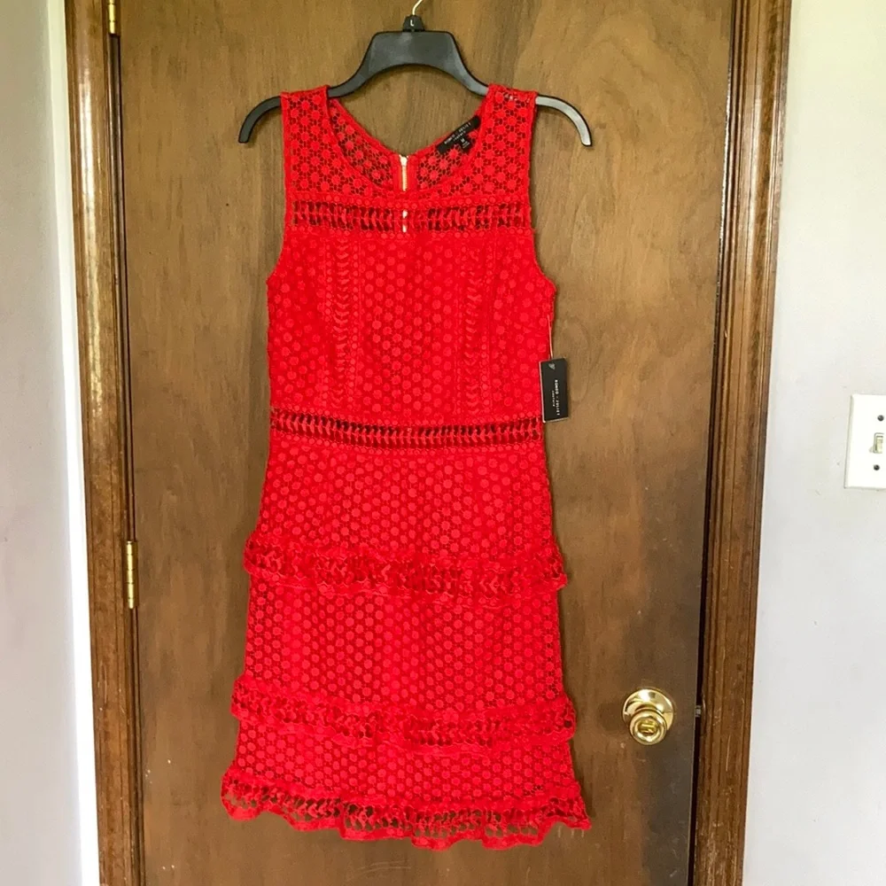 3/$45 Romeo & Juliet couture dress crochet like shell w ruffle detail size M - Picture 4 of 17